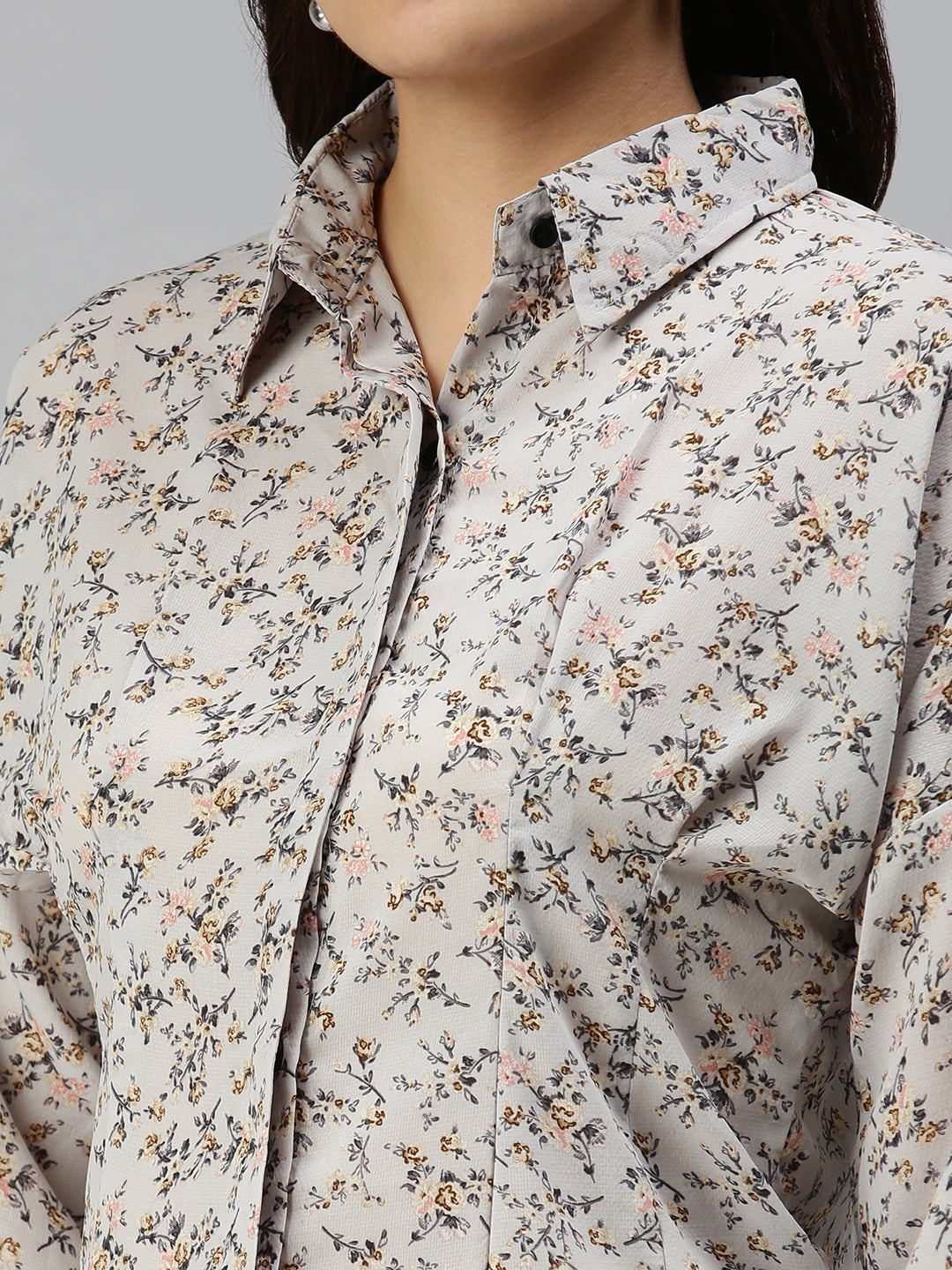 Women's Grey Printed Shirt