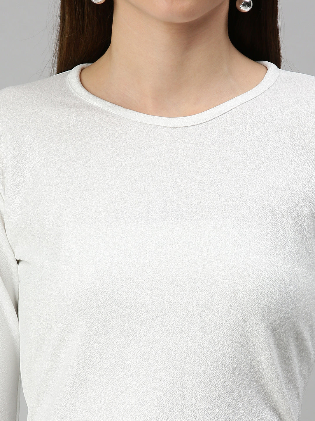 Women's White Solid Tops