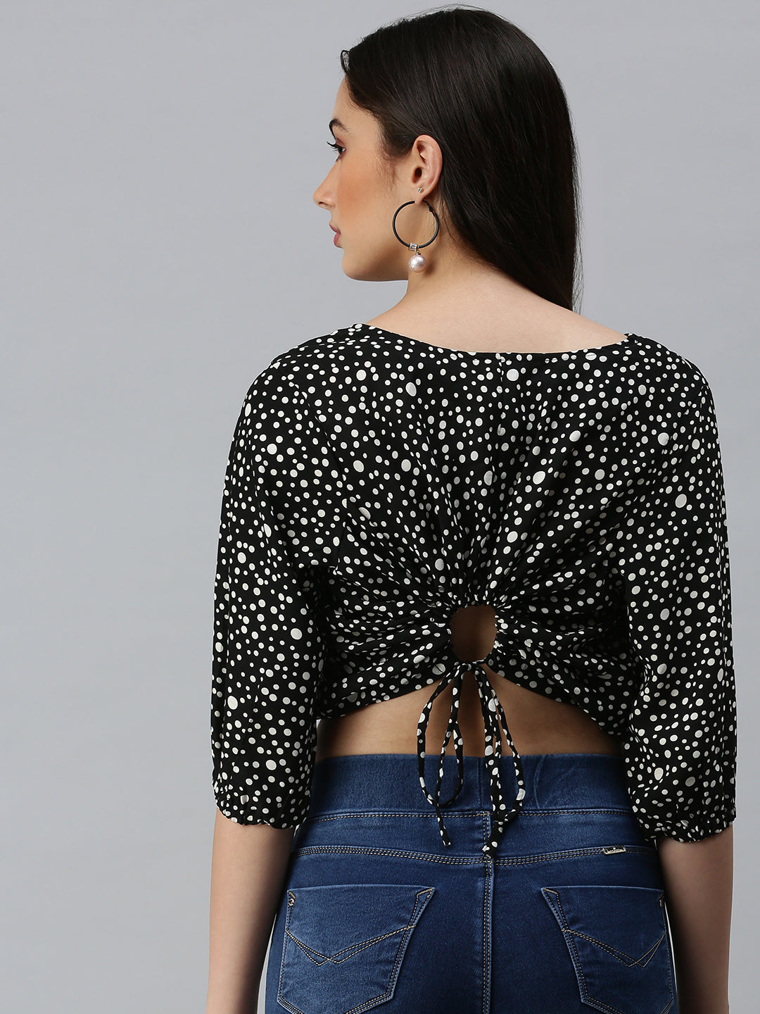 Women's Embroidered Black Top