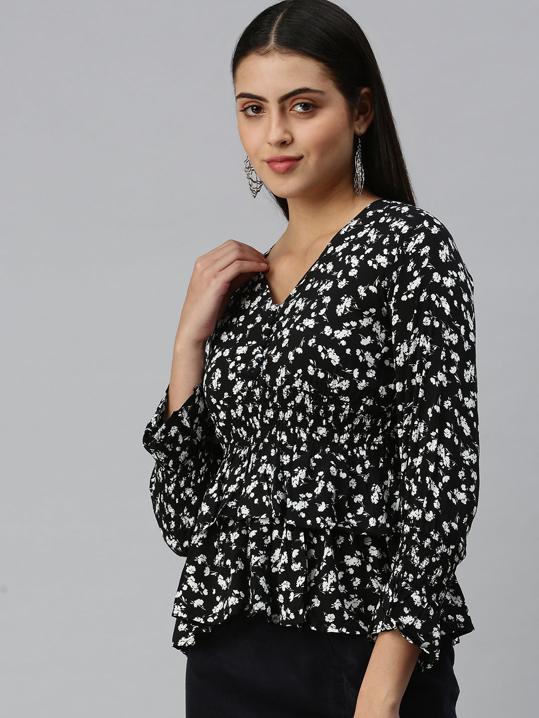 Women Black Printed Corset Top