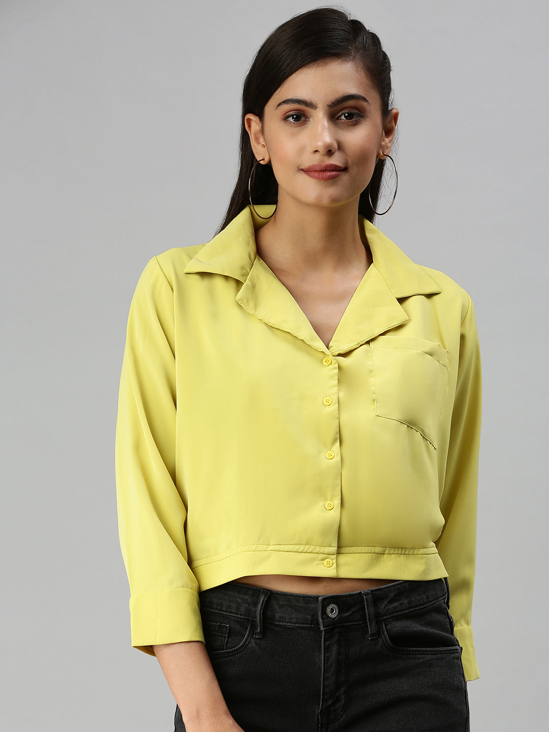 Women's Lime Green Solid Top