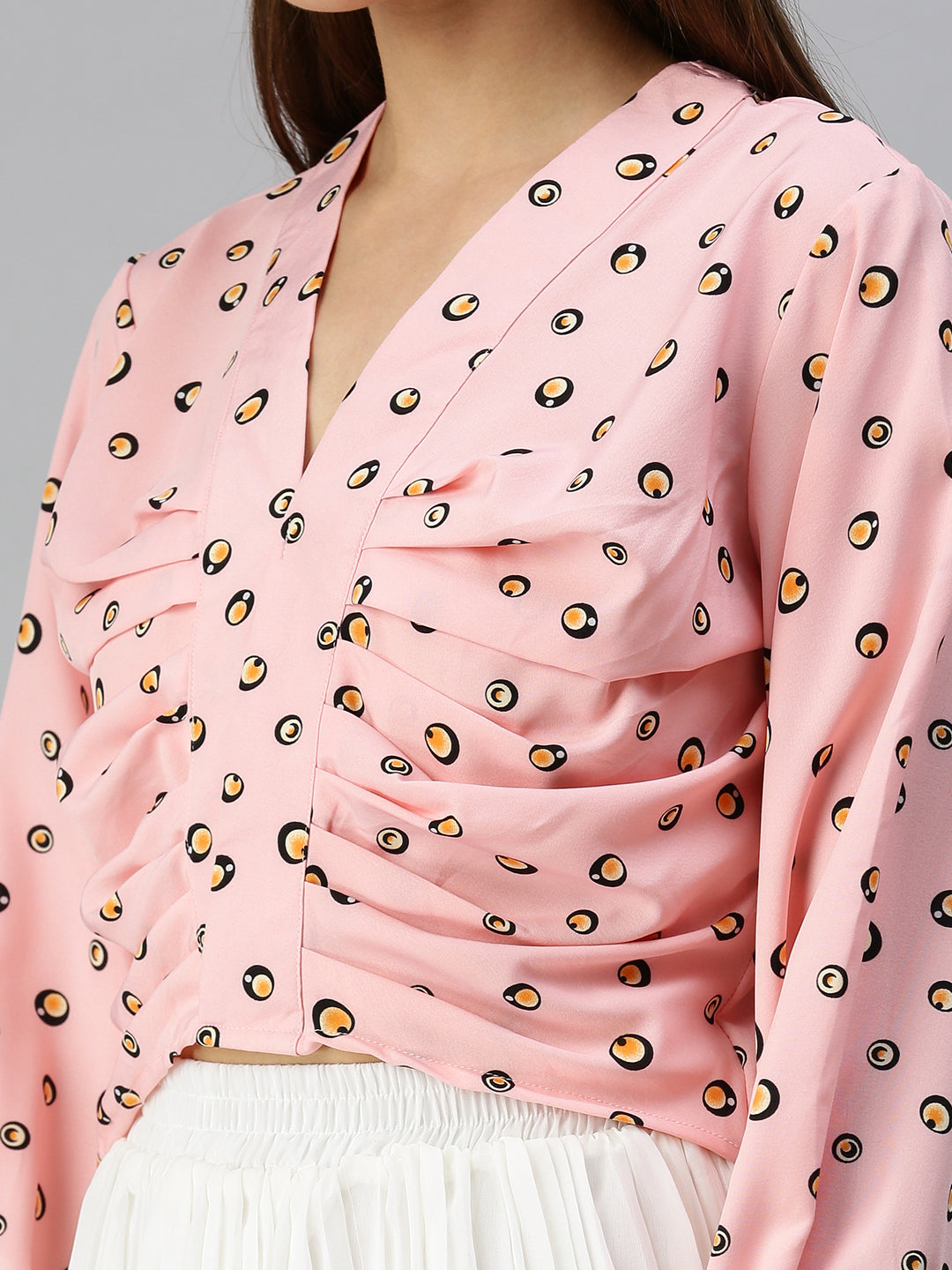 Women's Pink Printed Crop Top