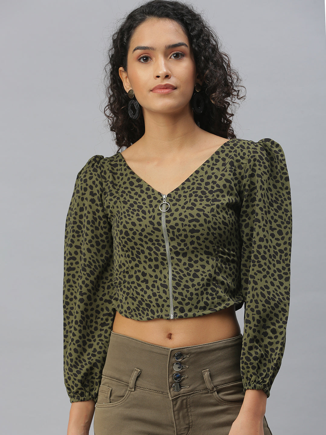 Women's Green Printed Tops