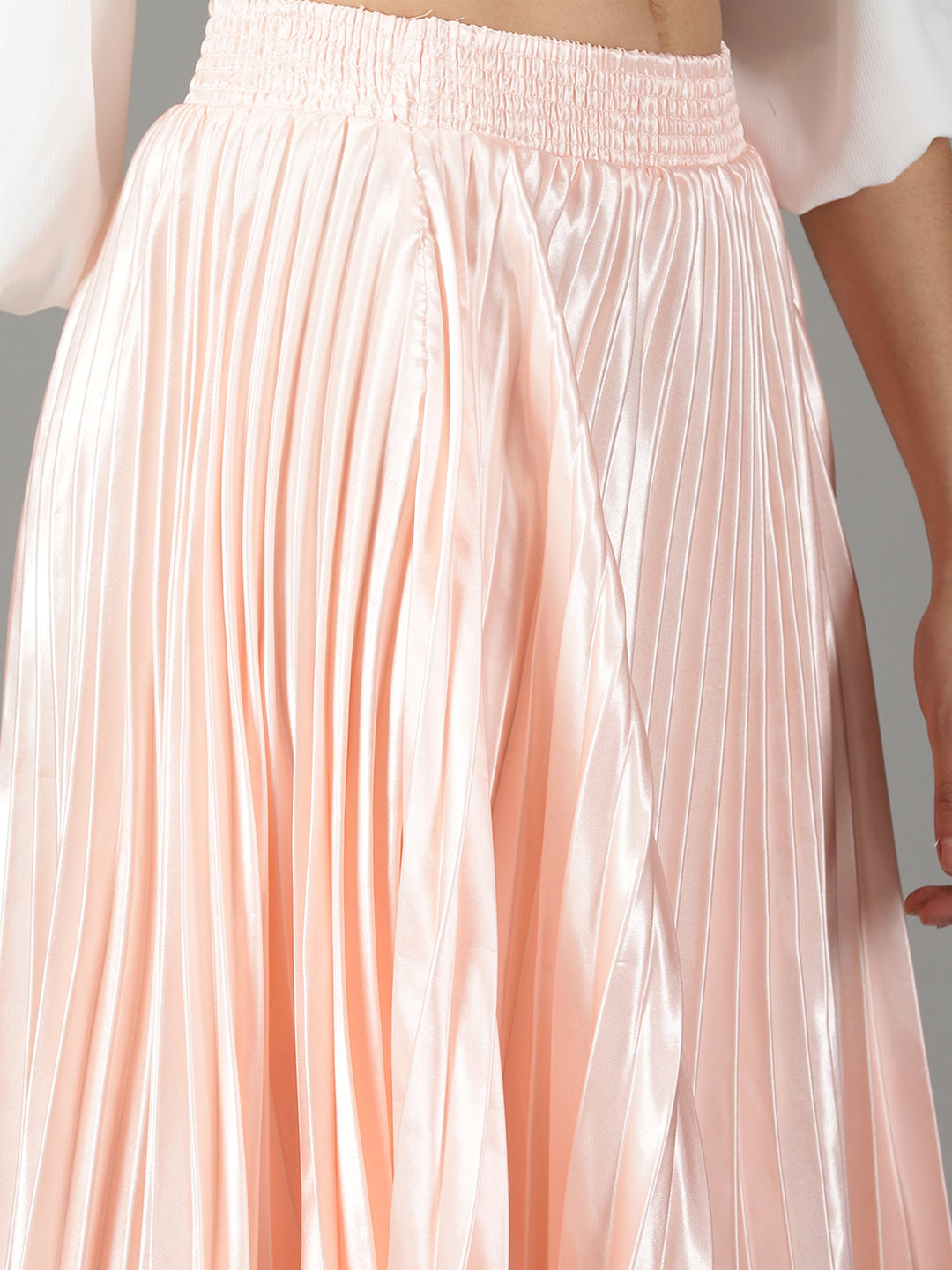 Women's Peach Solid Flared Skirt