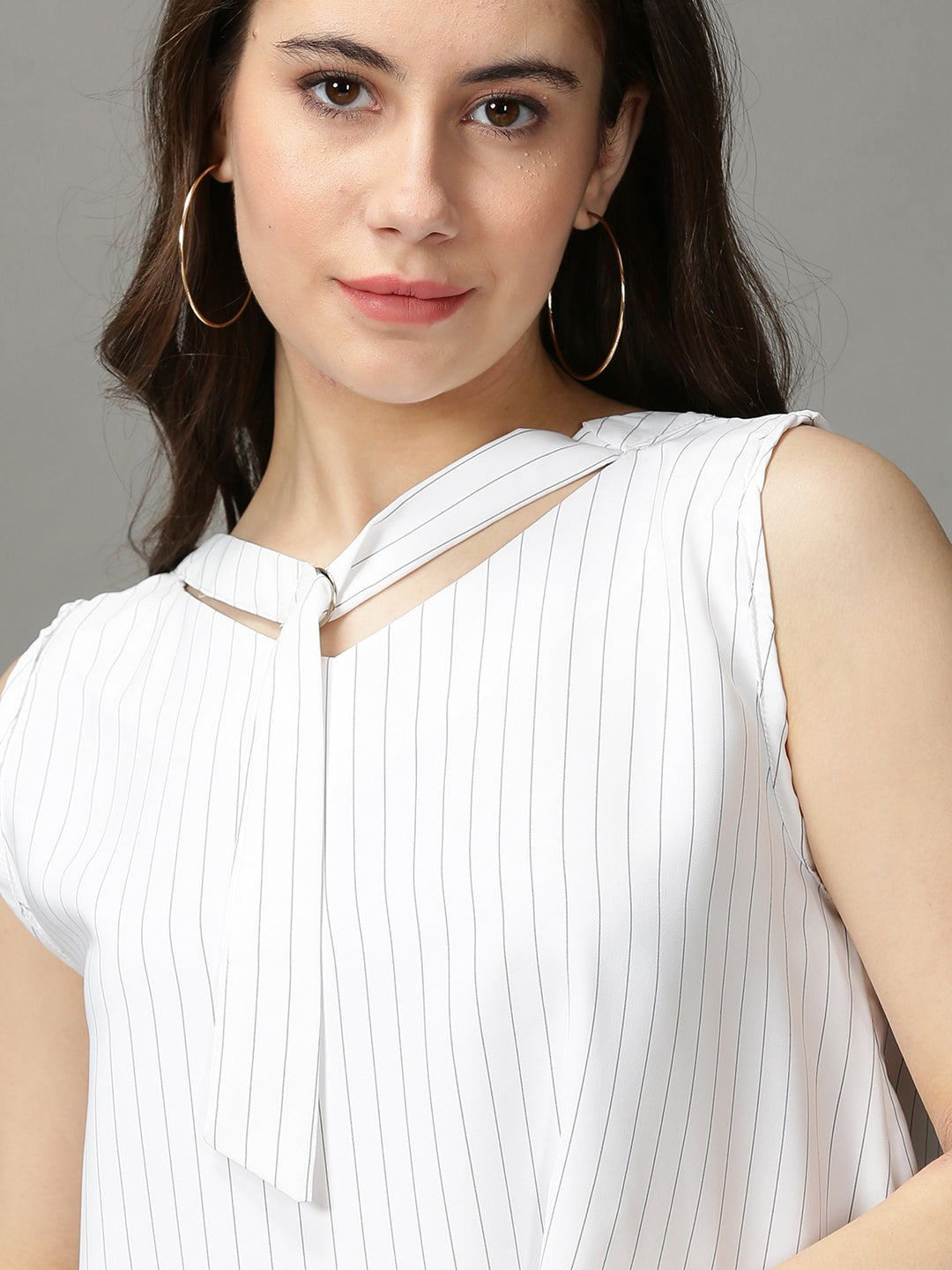 Women's White Striped Top