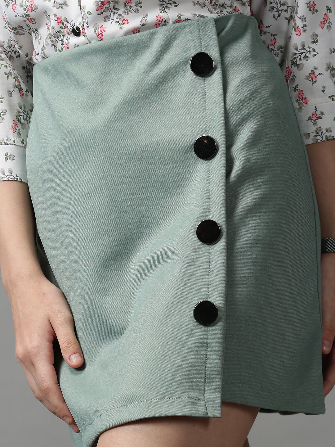 Women's Sea Green Solid A Line Skirt