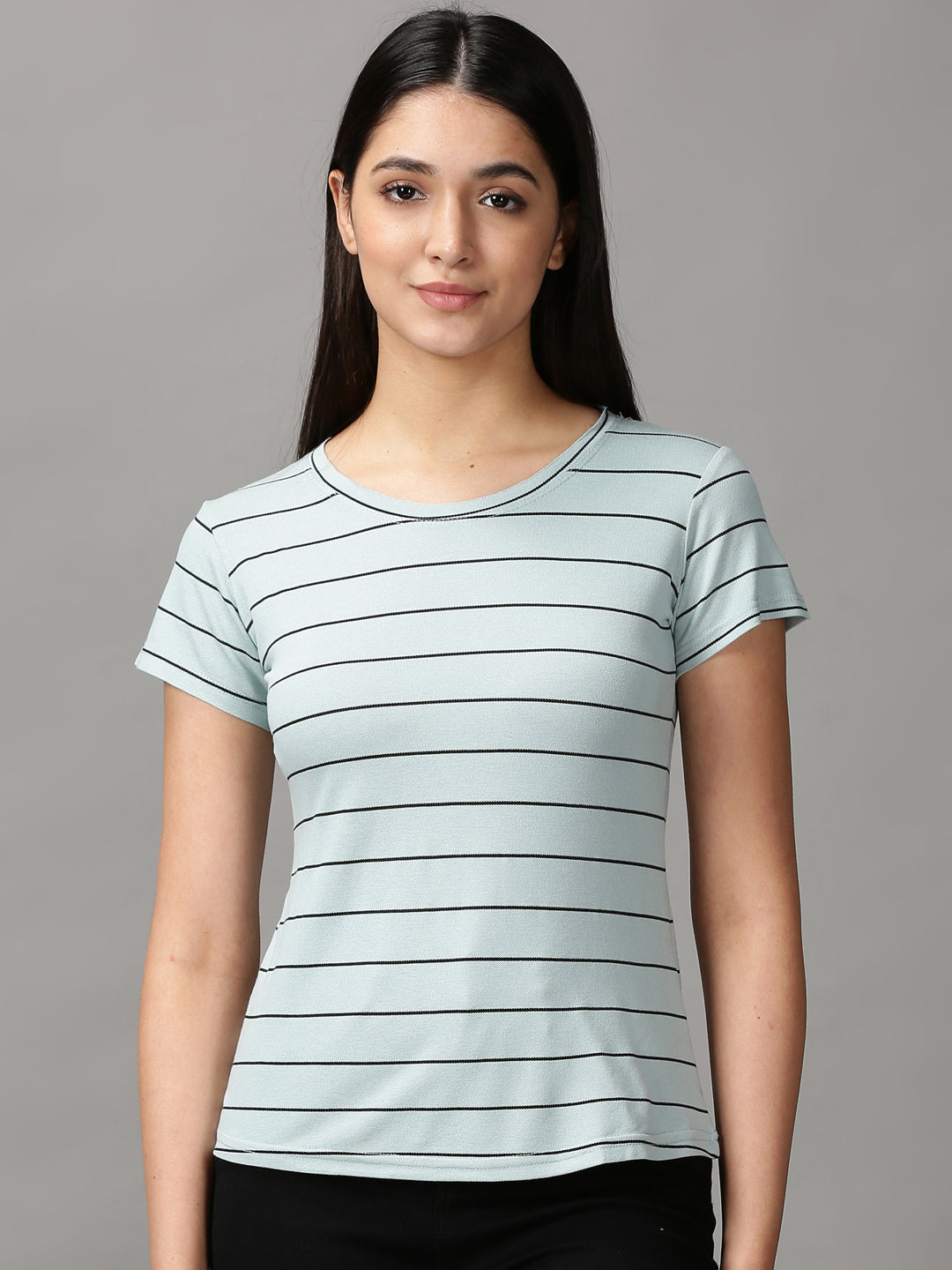 Women's Sea Green Striped Top