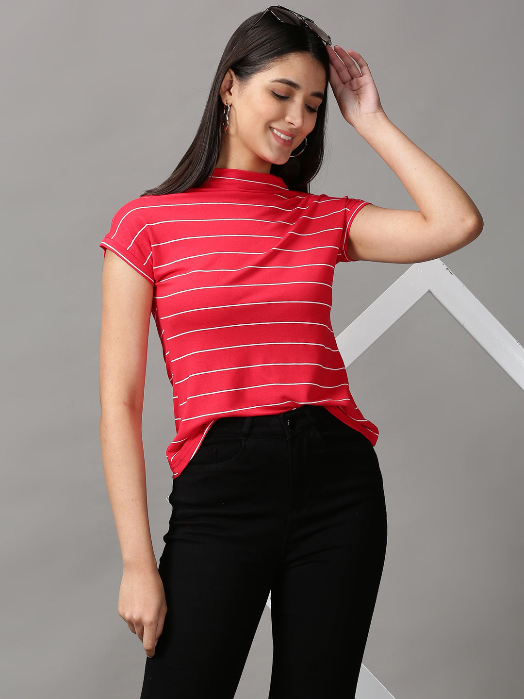 Women's Red Striped Top