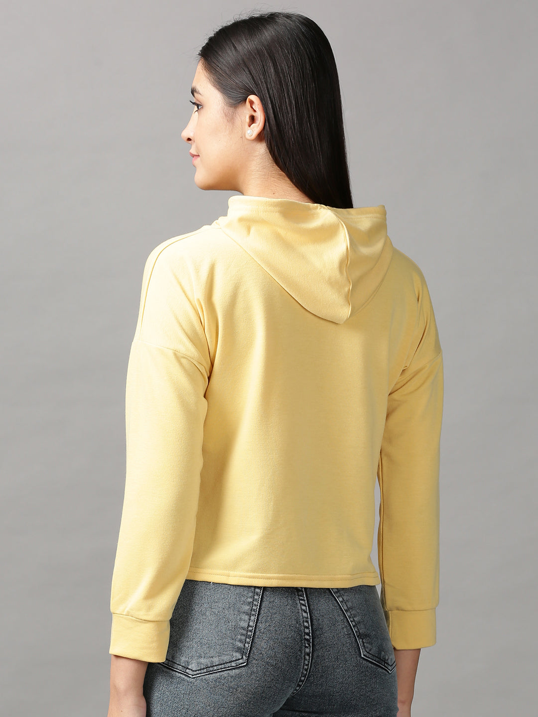 Women's Yellow Solid Crop Top