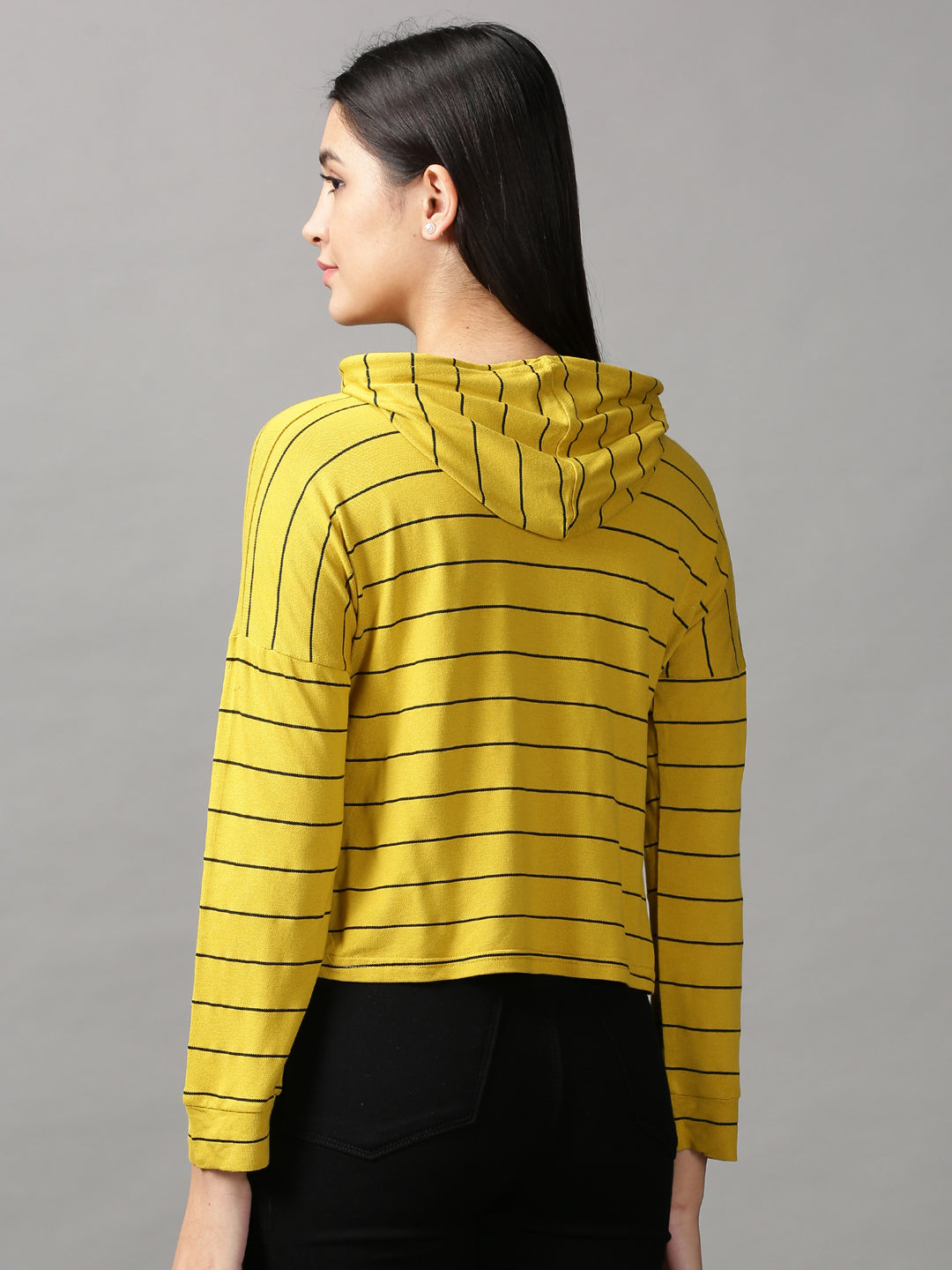 Women's Yellow Striped Crop Top