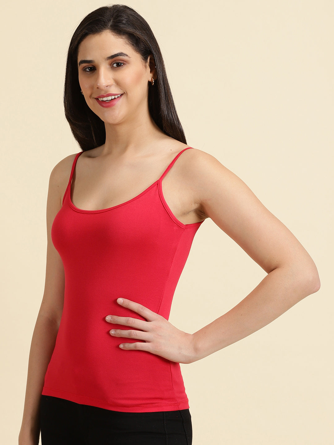 Women's Red Solid Tank Top