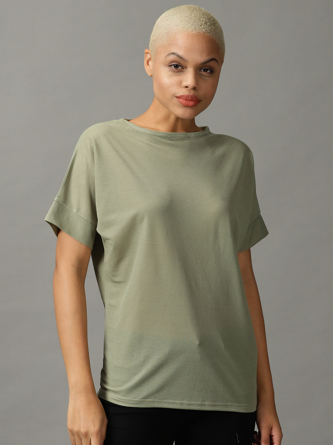 Women's Green Solid Top