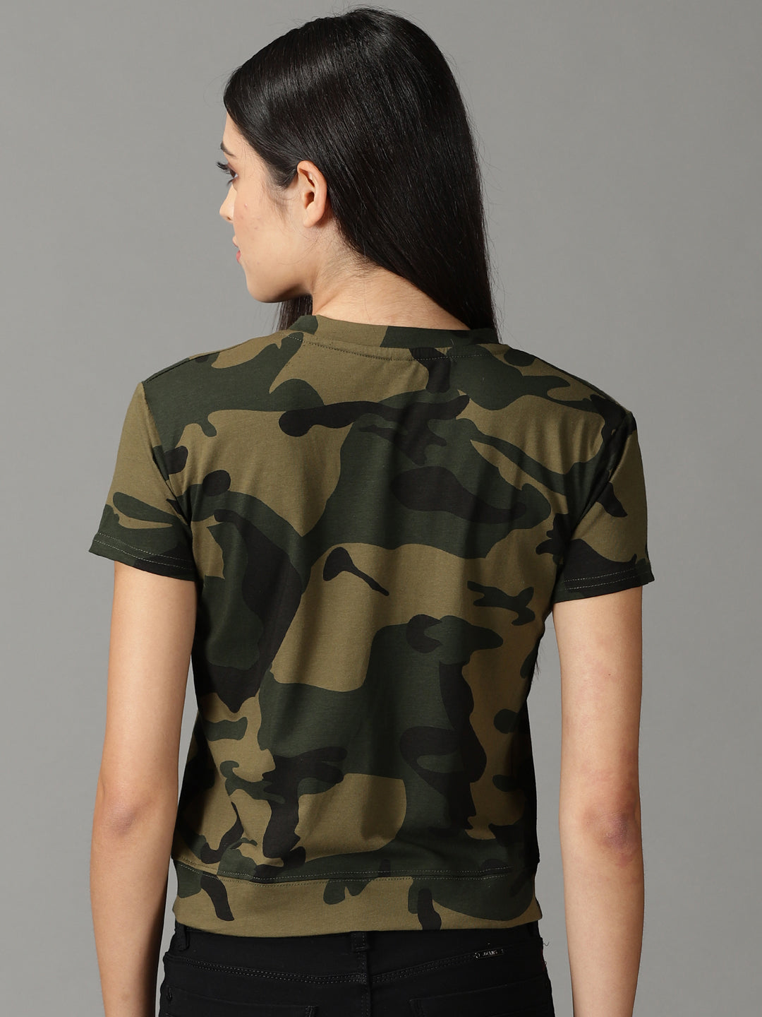 Women's Olive Printed Top