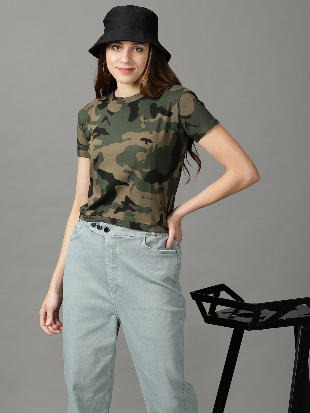 Women's Taupe Printed Top