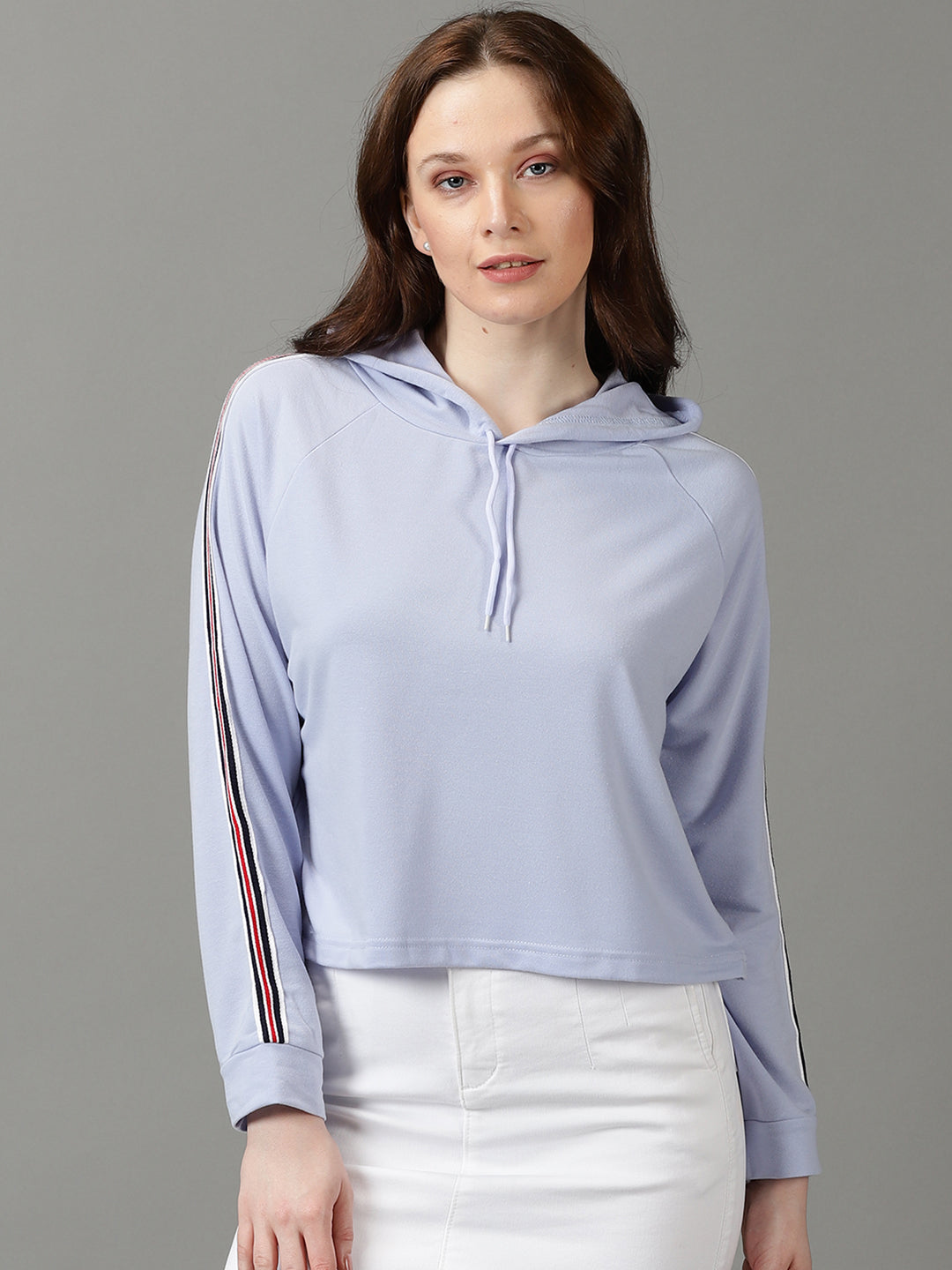 Women's Lavender Solid Pullover Sweatshirt
