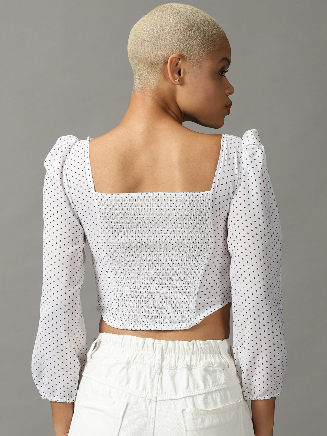 Women's White Printed Top