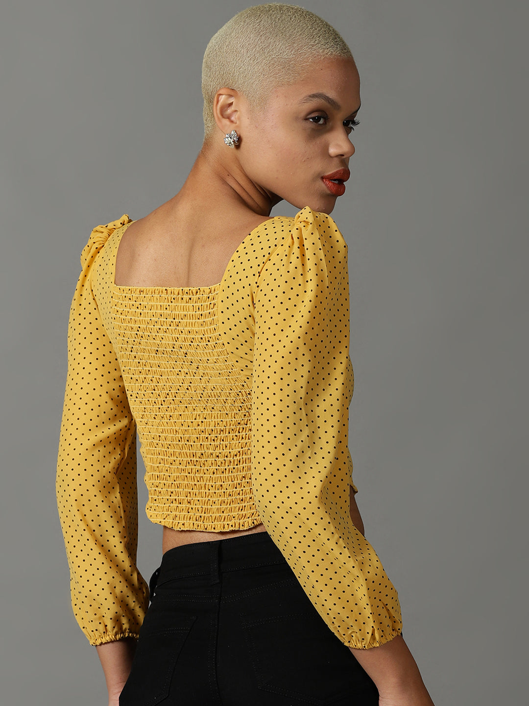 Women's Yellow Printed Top