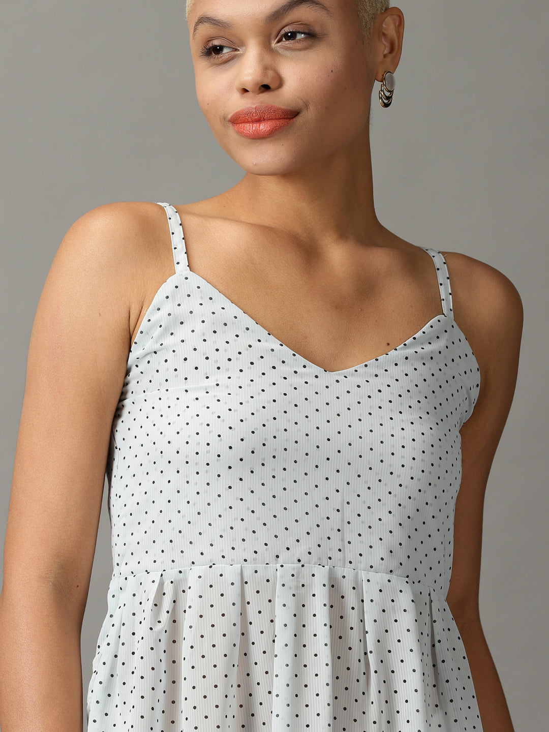 Women's White Printed Peplum Top