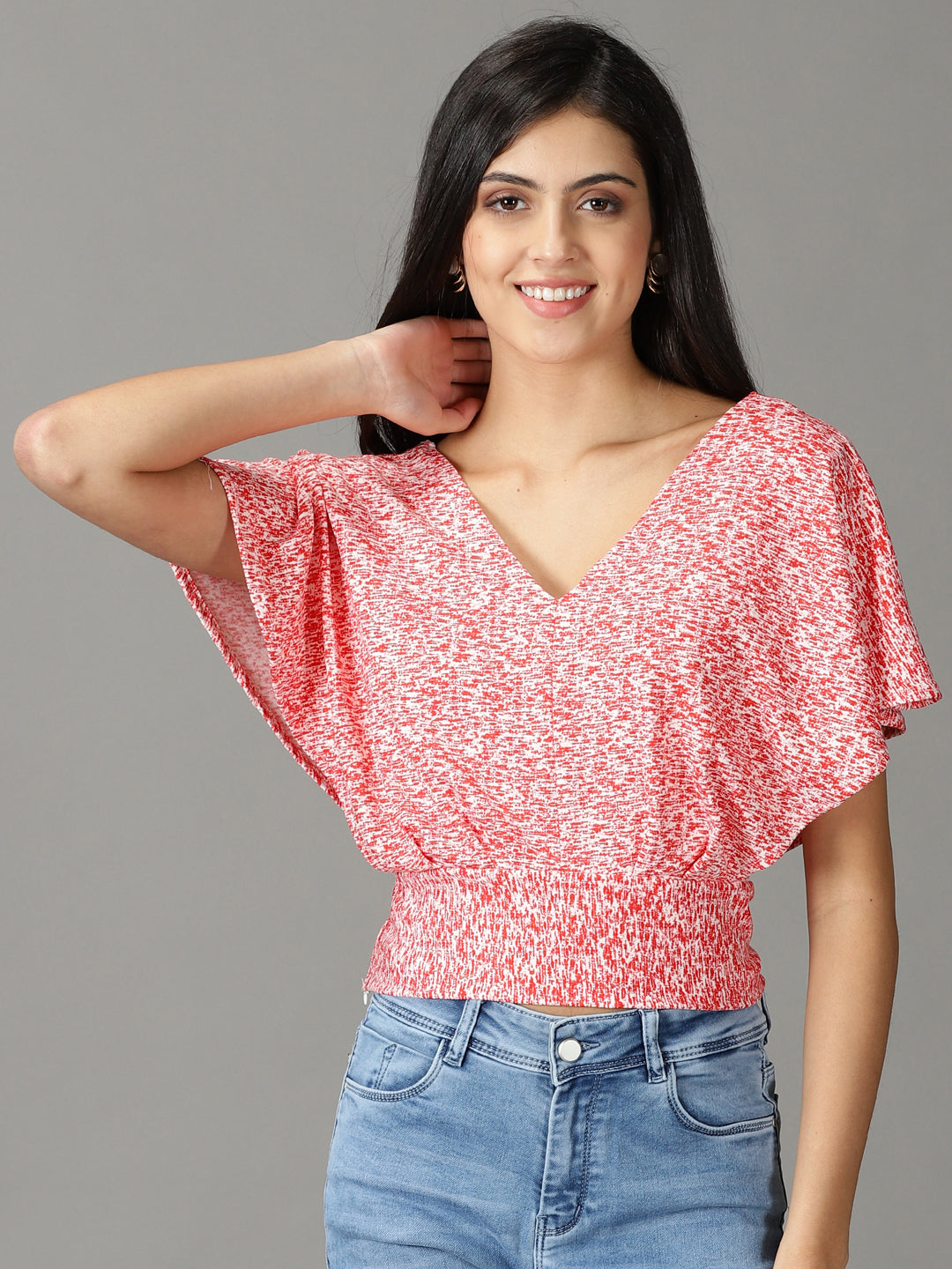 Women's Red Printed Top