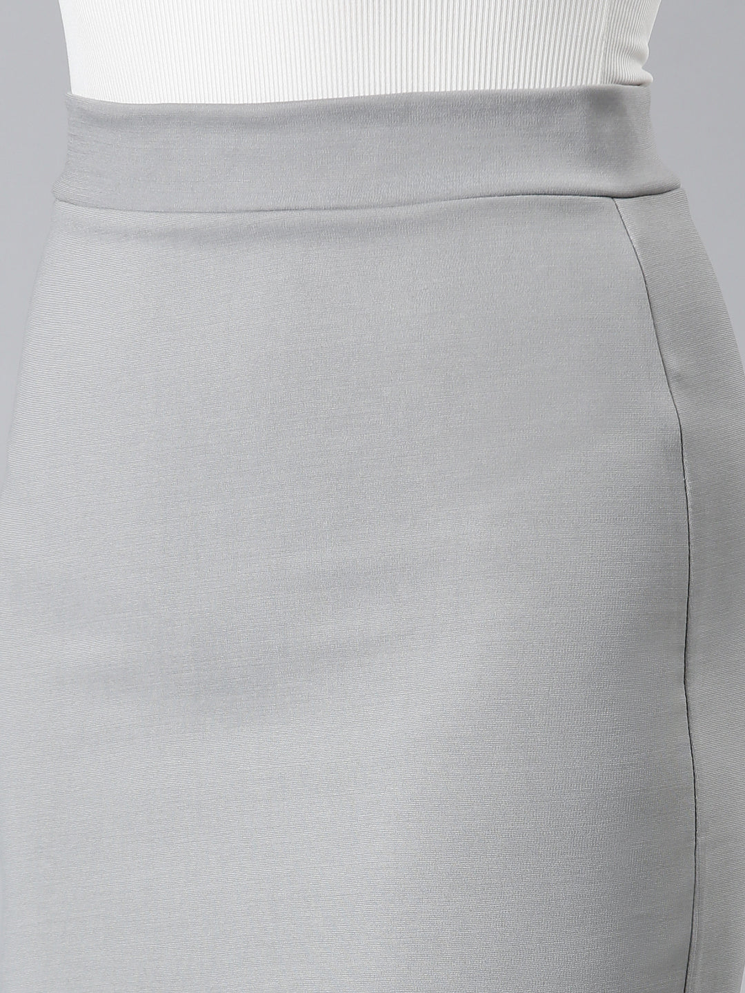 Women Grey Solid Pencil Skirt
