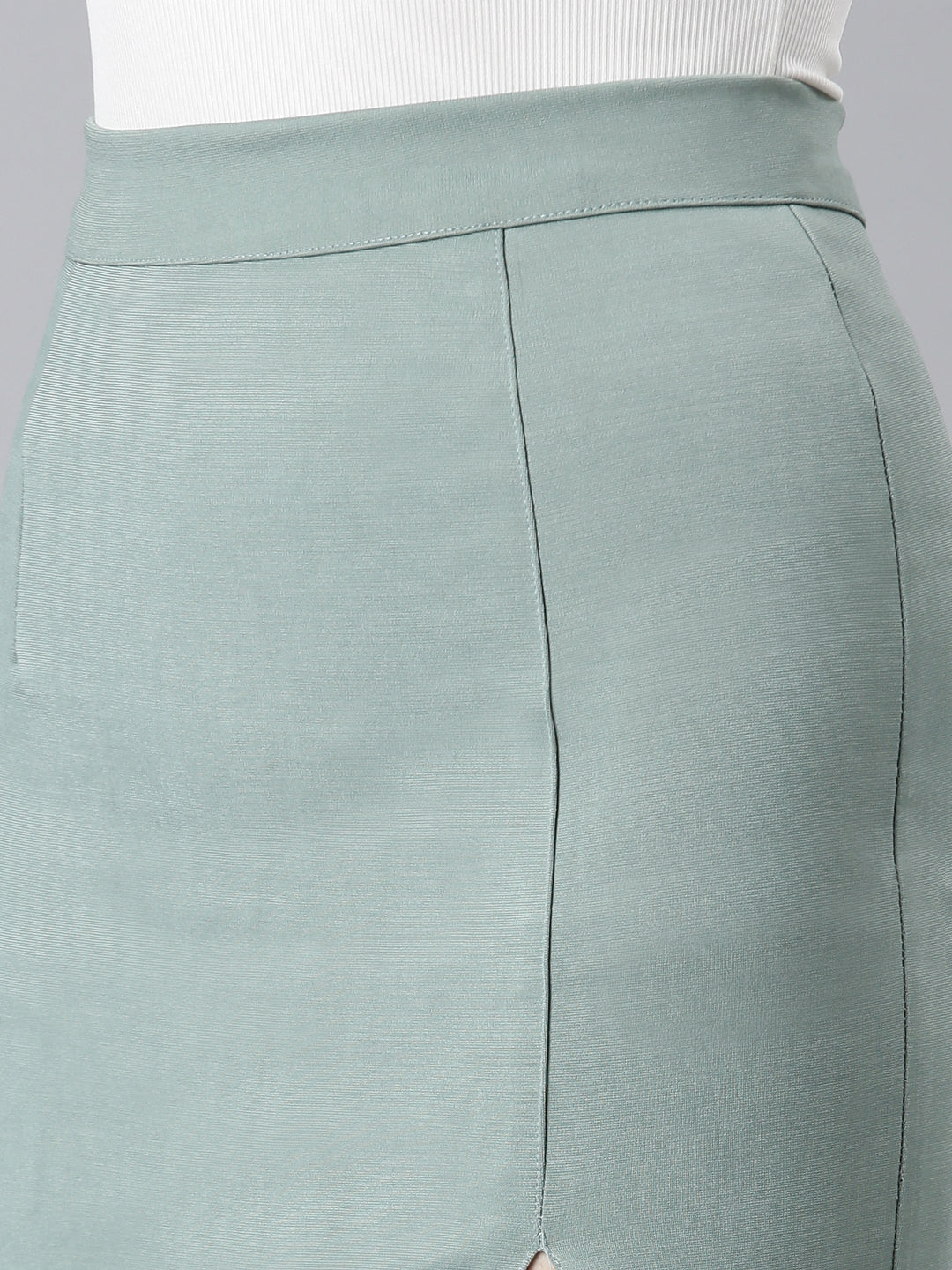 Women Sea Green Solid Pencil Skirt