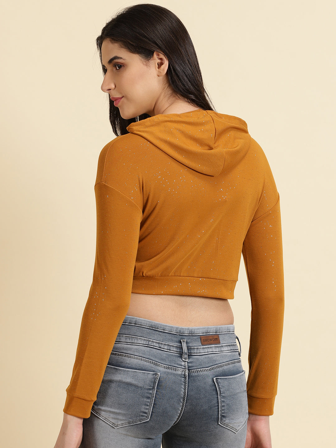 Women's Camel Brown Solid Sweatshirt