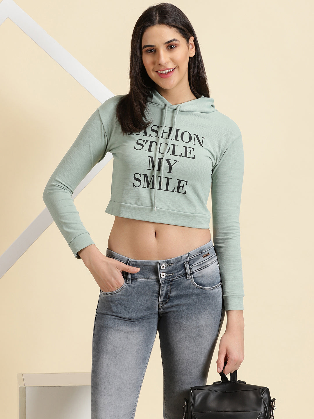 Women's Sea Green Printed Sweatshirt