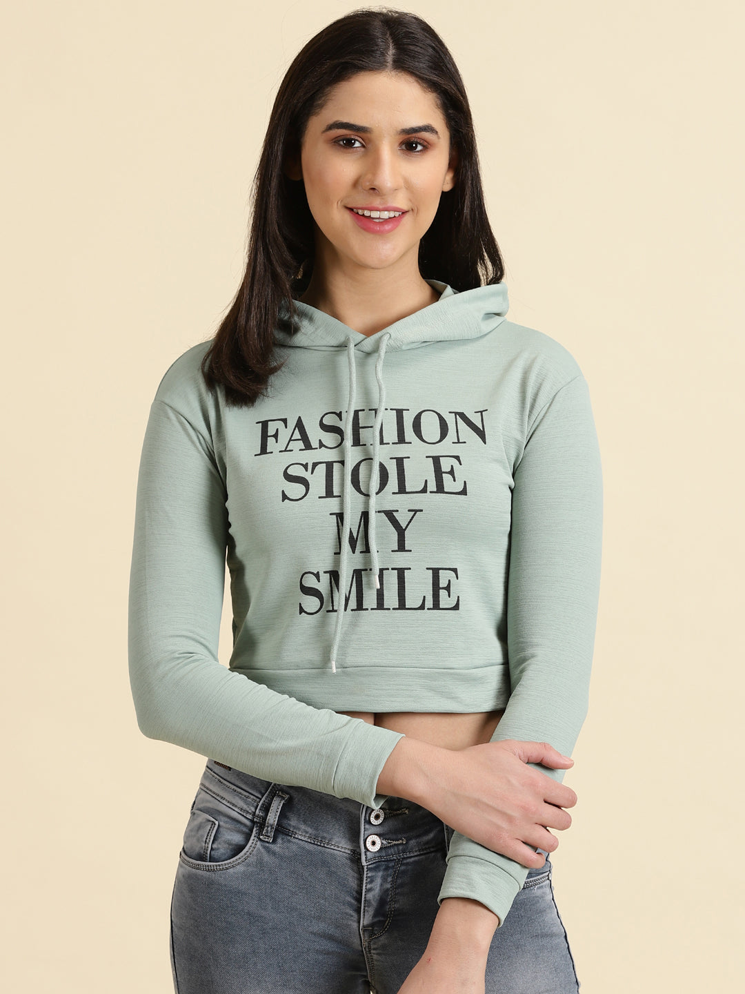 Women's Sea Green Printed Sweatshirt