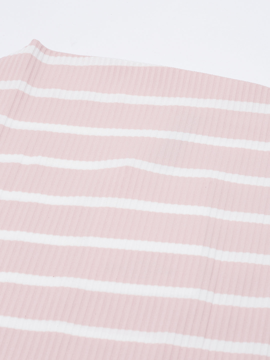 Boat Neck Regular Sleeves Horizontal Stripes Pink Regular Top