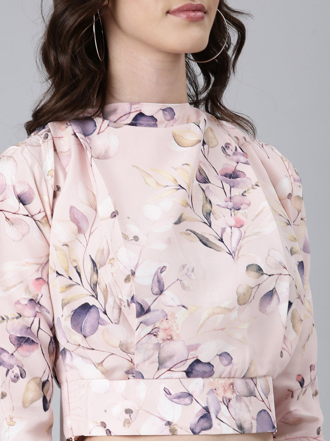 Women Pink Floral Blouson Top