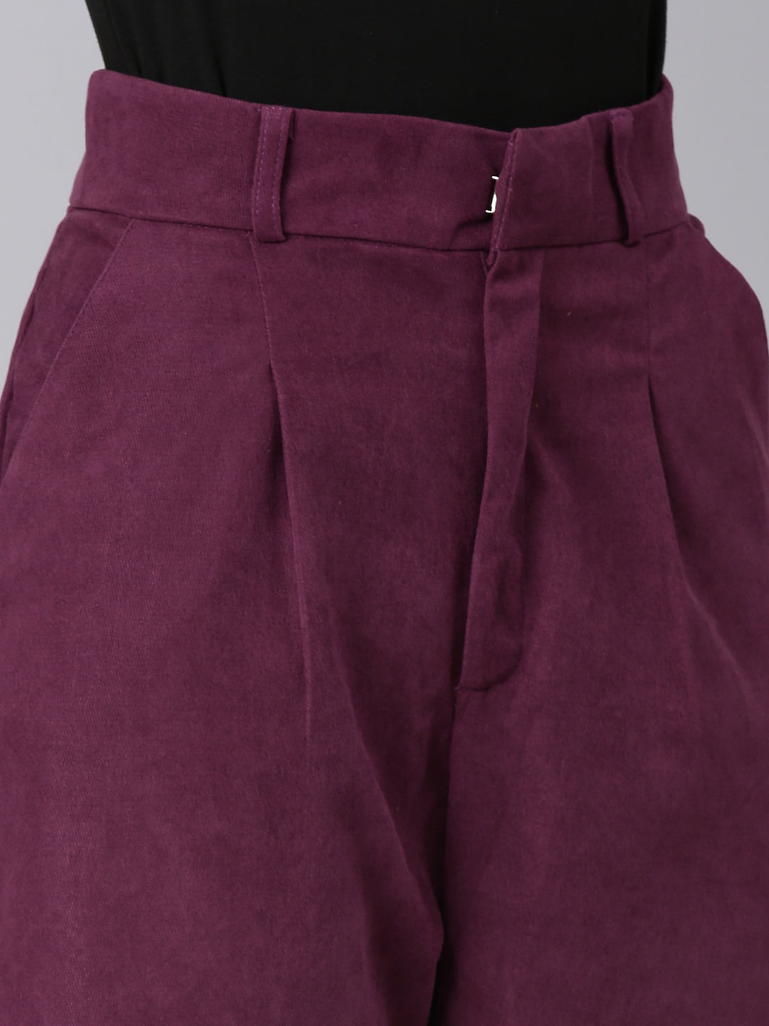 Women Violet Solid Trouser