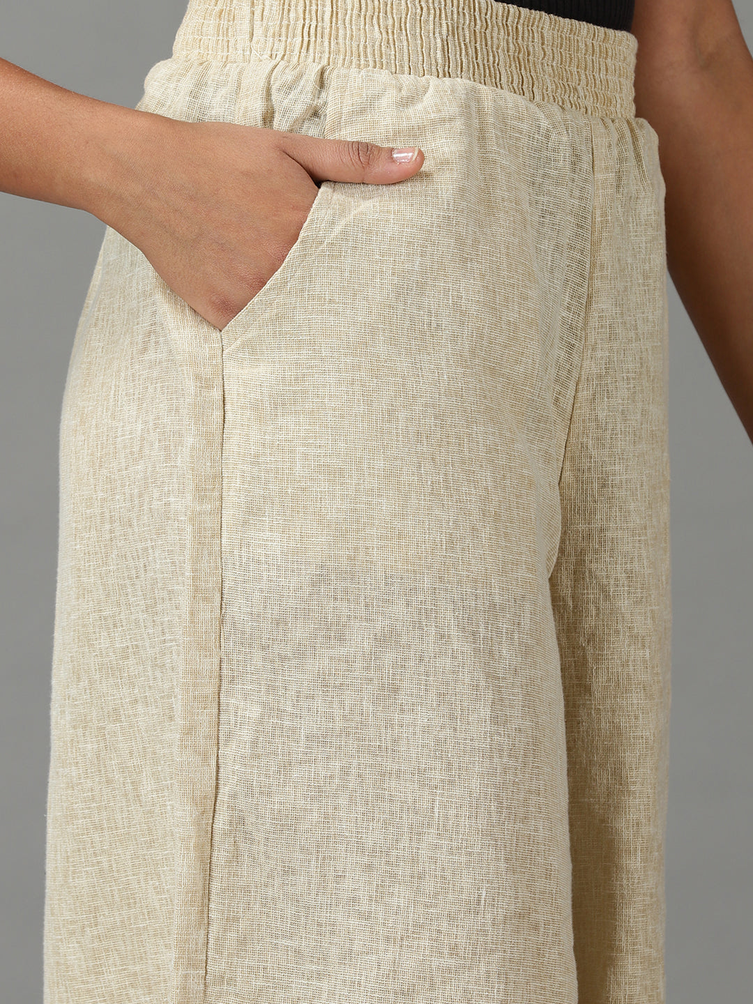 Women's Beige Solid Culottes