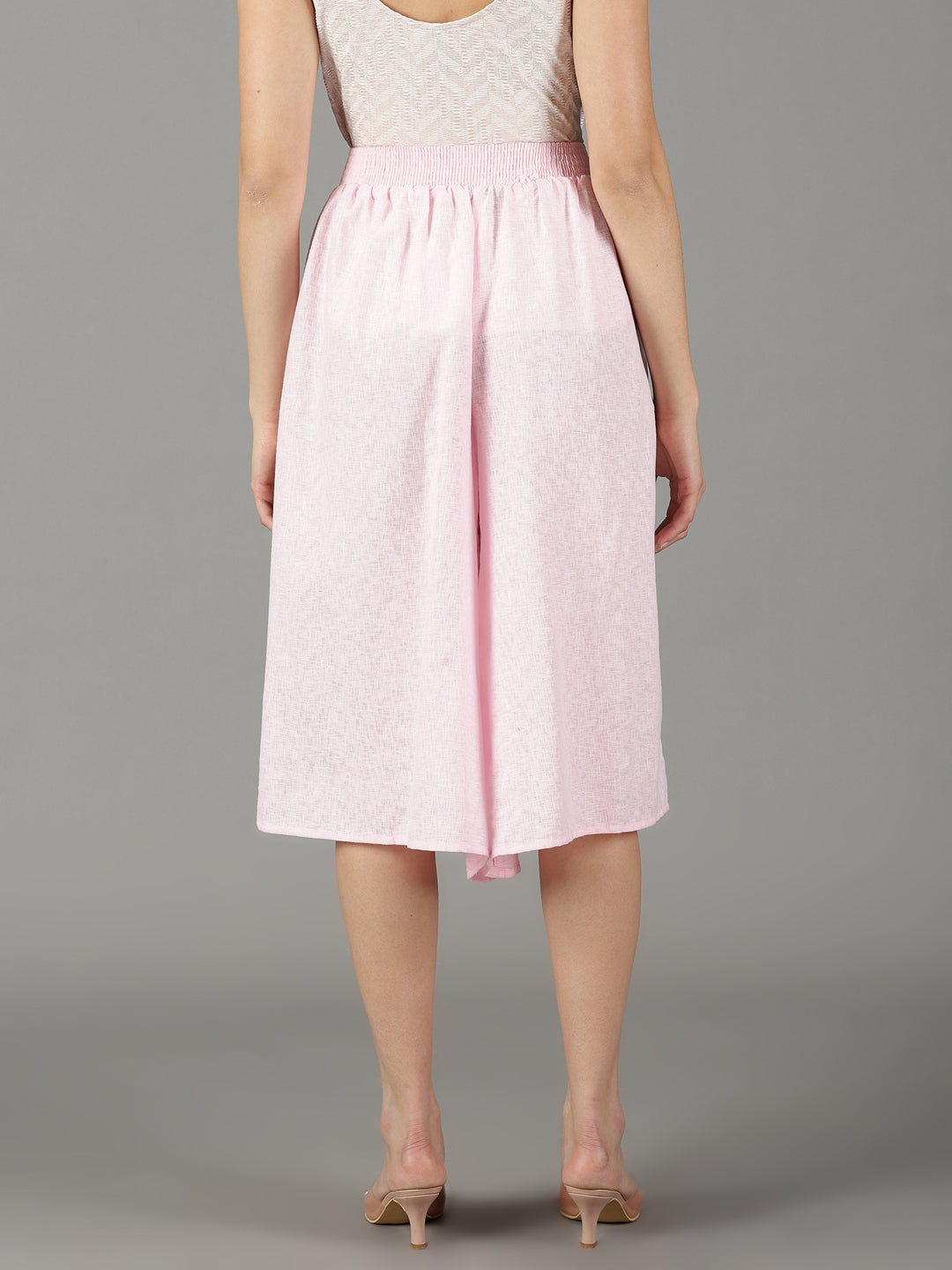 Women's Pink Solid Culottes