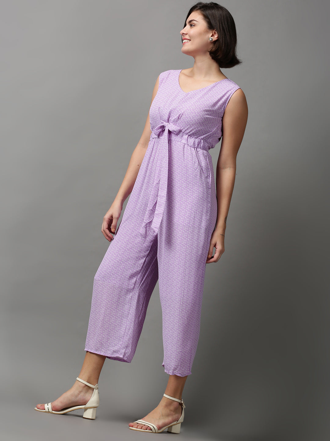 Women's Purple Printed Jumpsuit