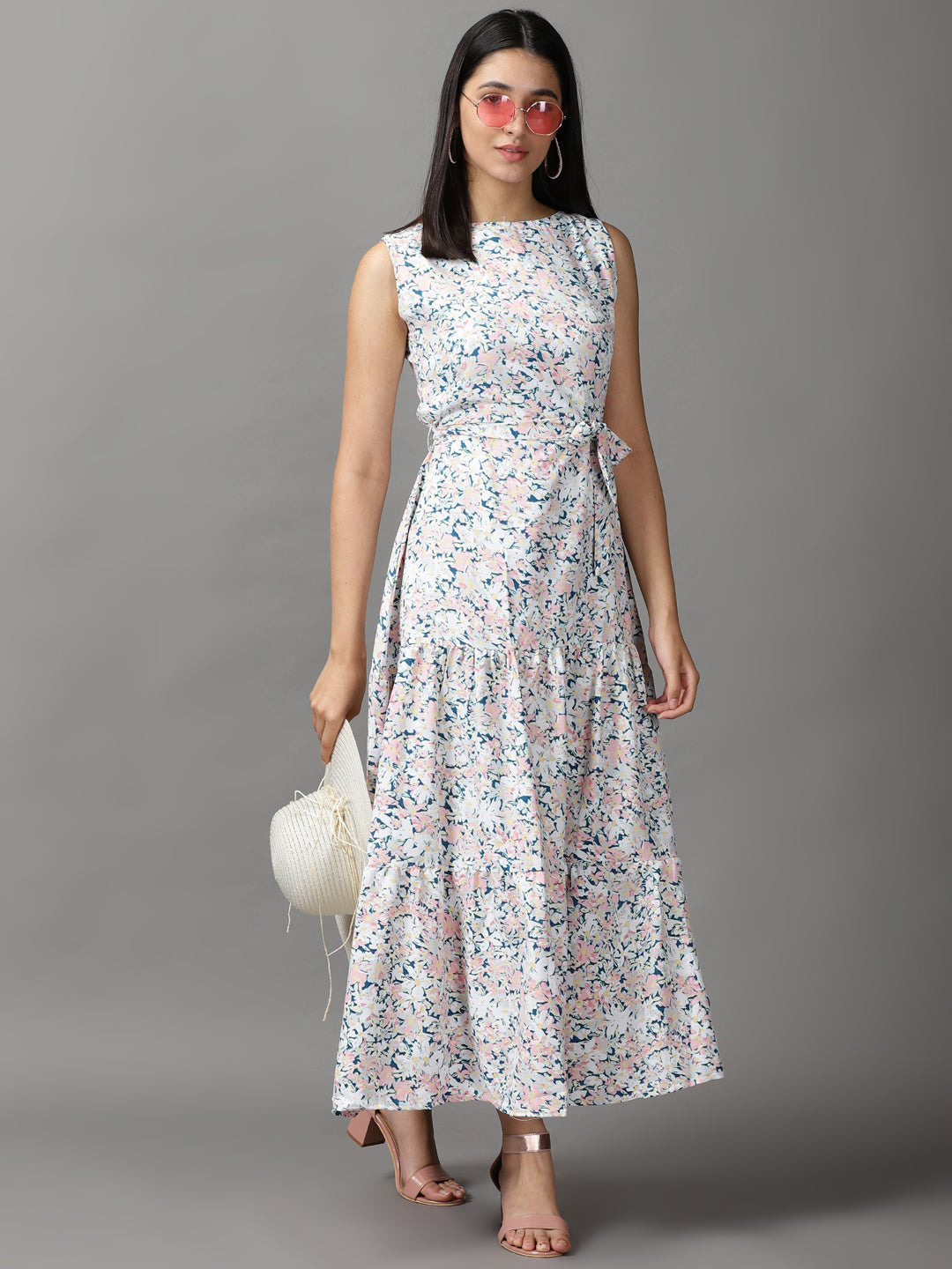 Women's Multi Floral Fit and Flare Dress