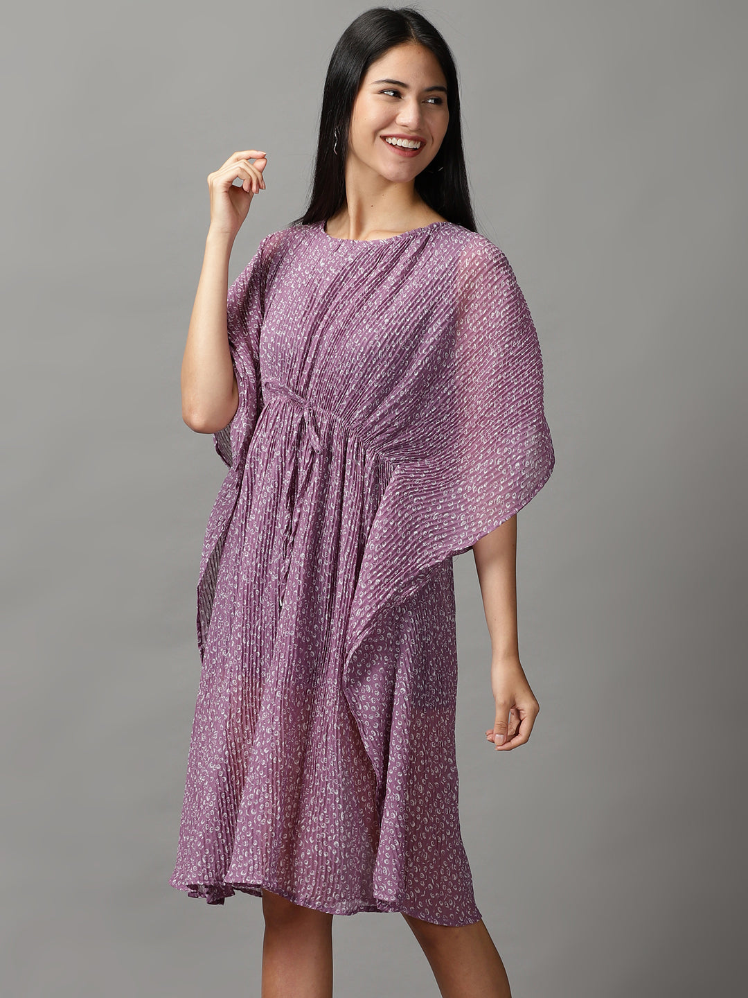 Women's Purple Geometrical Kaftan Dress