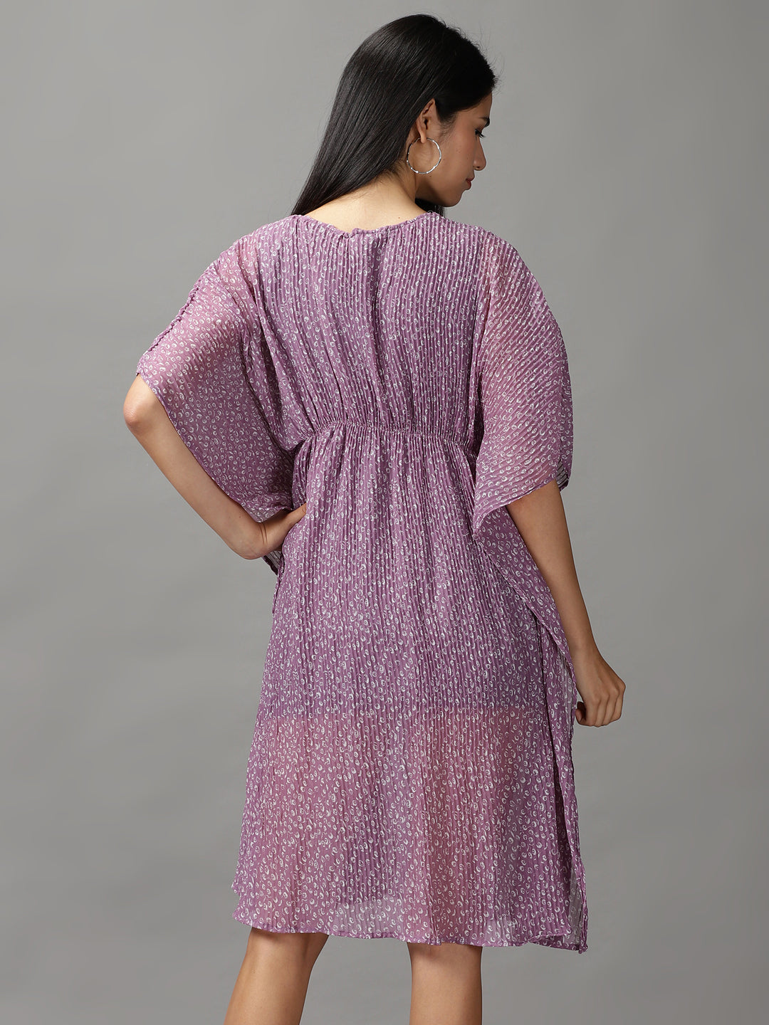 Women's Purple Geometrical Kaftan Dress