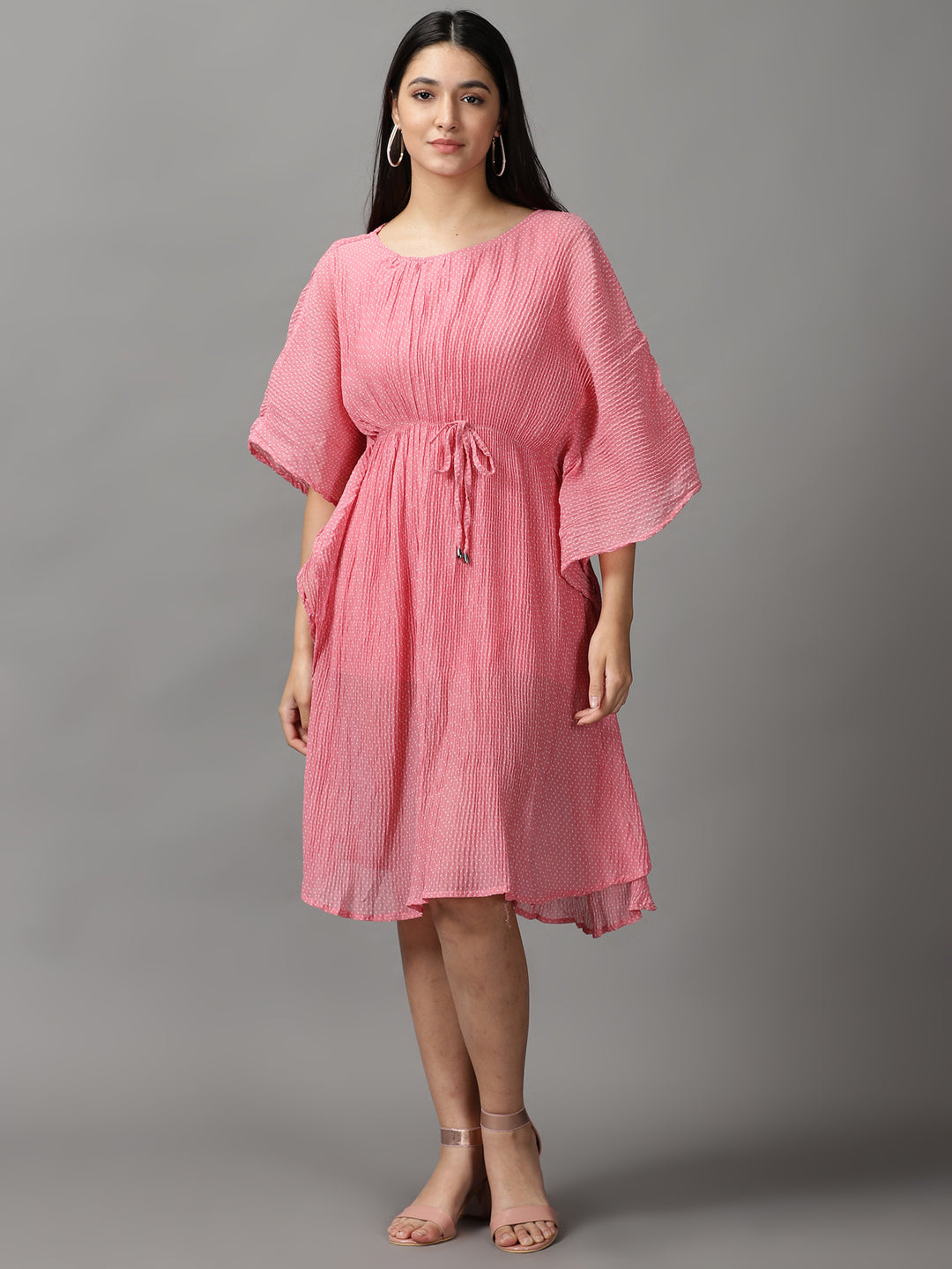 Women's Pink Polka Dots Kaftan Dress