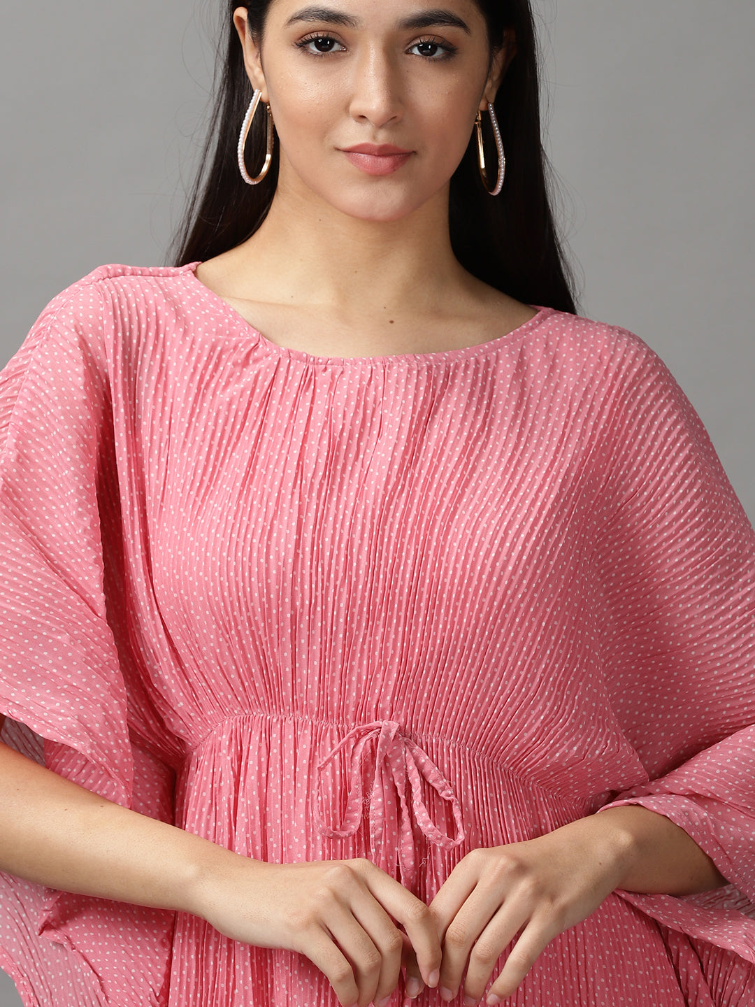 Women's Pink Polka Dots Kaftan Dress