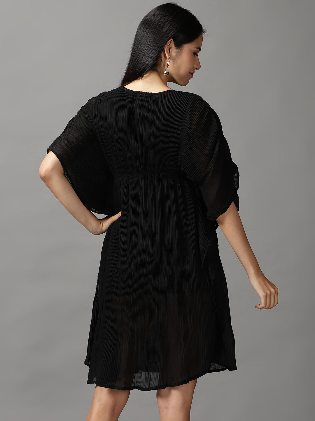 Women's Black Solid Kaftan Dress