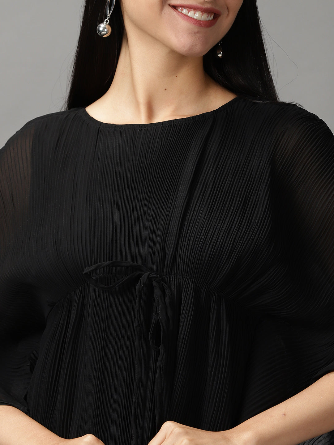 Women's Black Solid Kaftan Dress