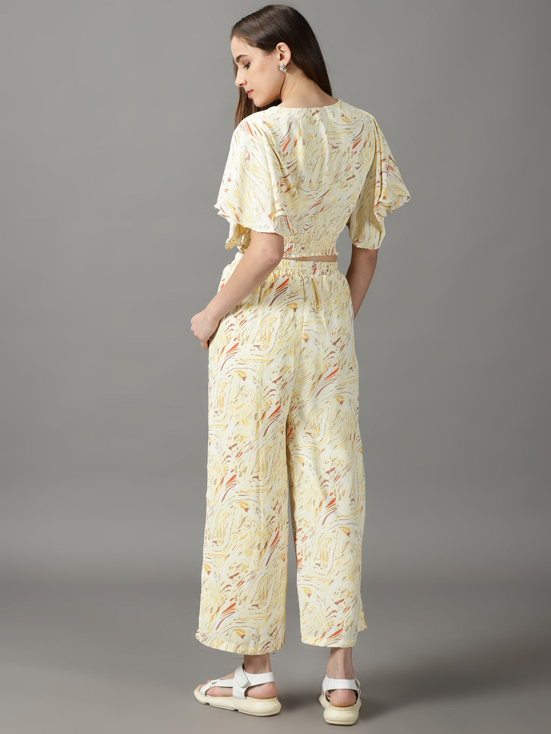 Women's Yellow Printed Co-Ords