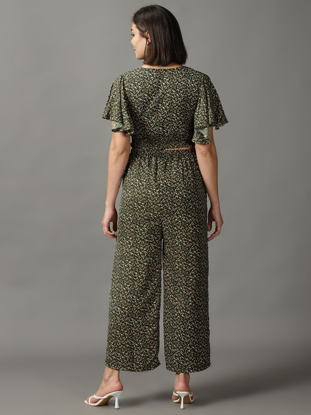 Women's Green Printed Co-Ords