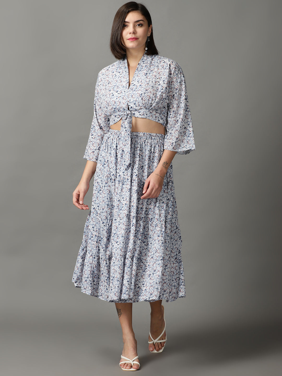 Women's Blue Printed Co-Ords