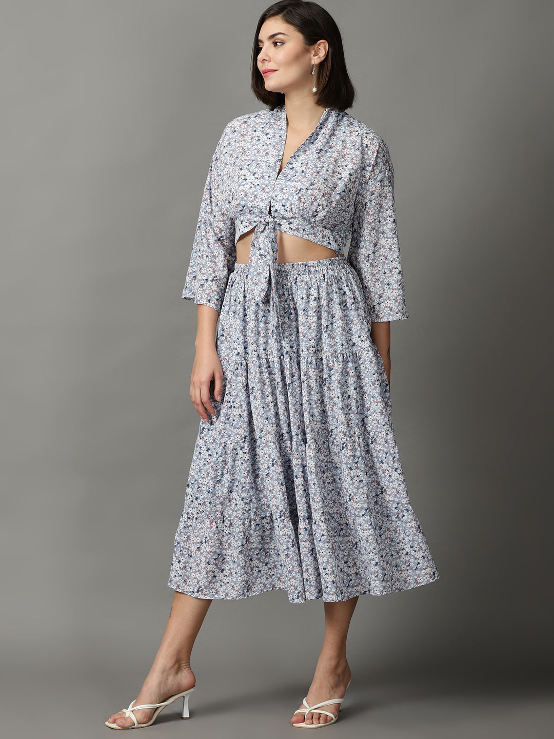Women's Blue Printed Co-Ords