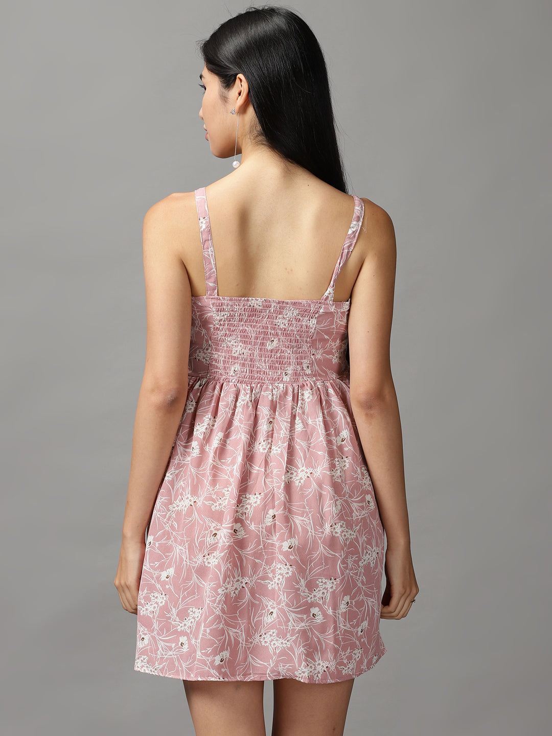 Women's Mauve Printed Fit and Flare Dress