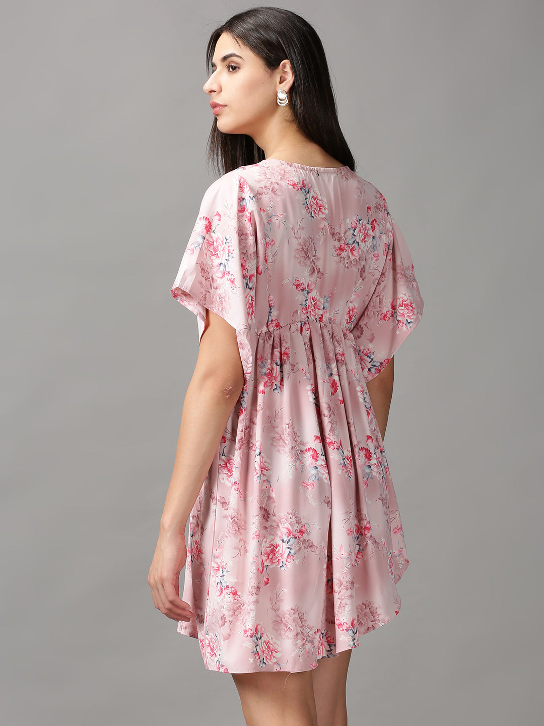 Women's Pink Printed Fit and Flare Dress