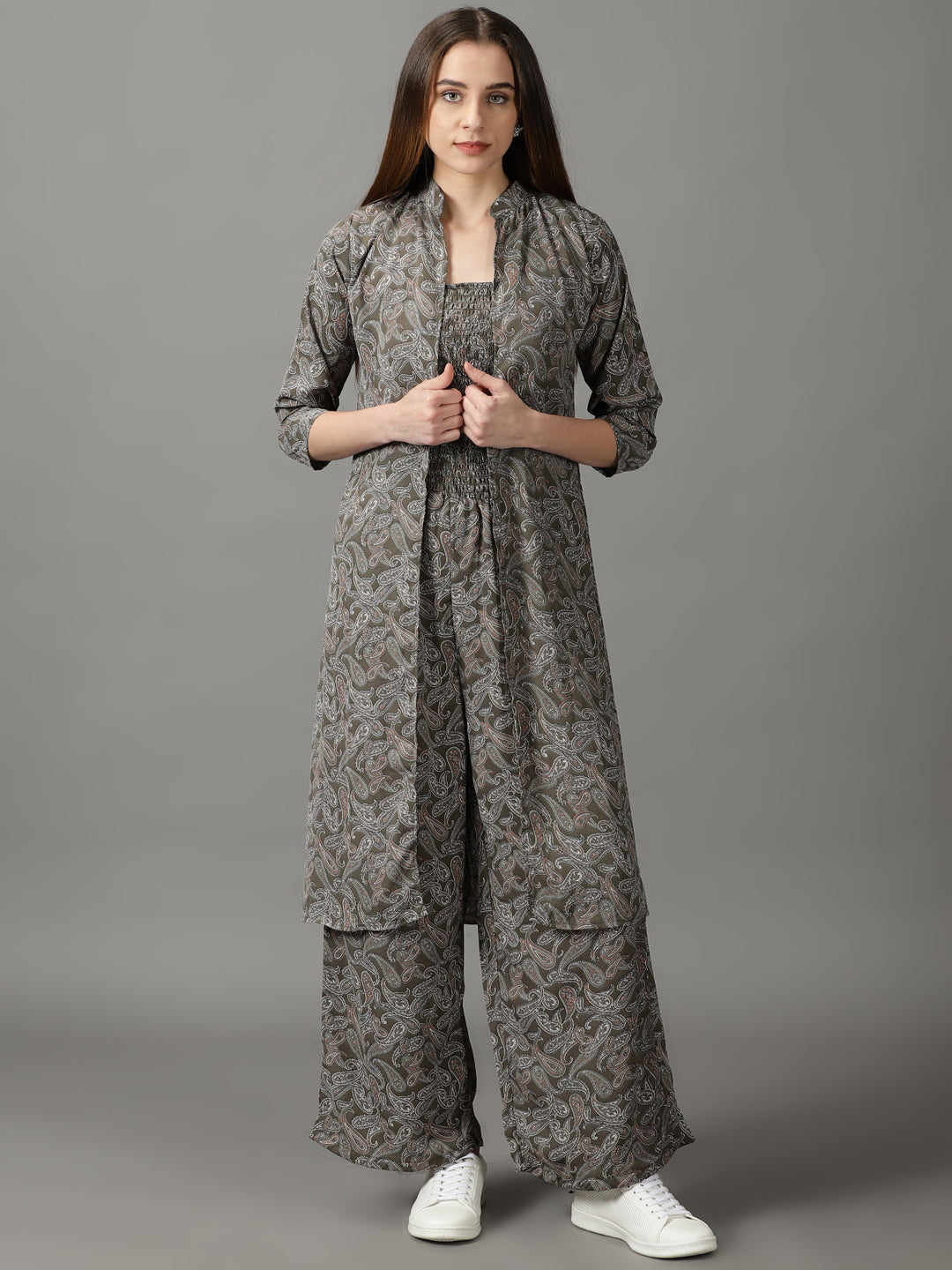 Women's Olive Printed Jumpsuit