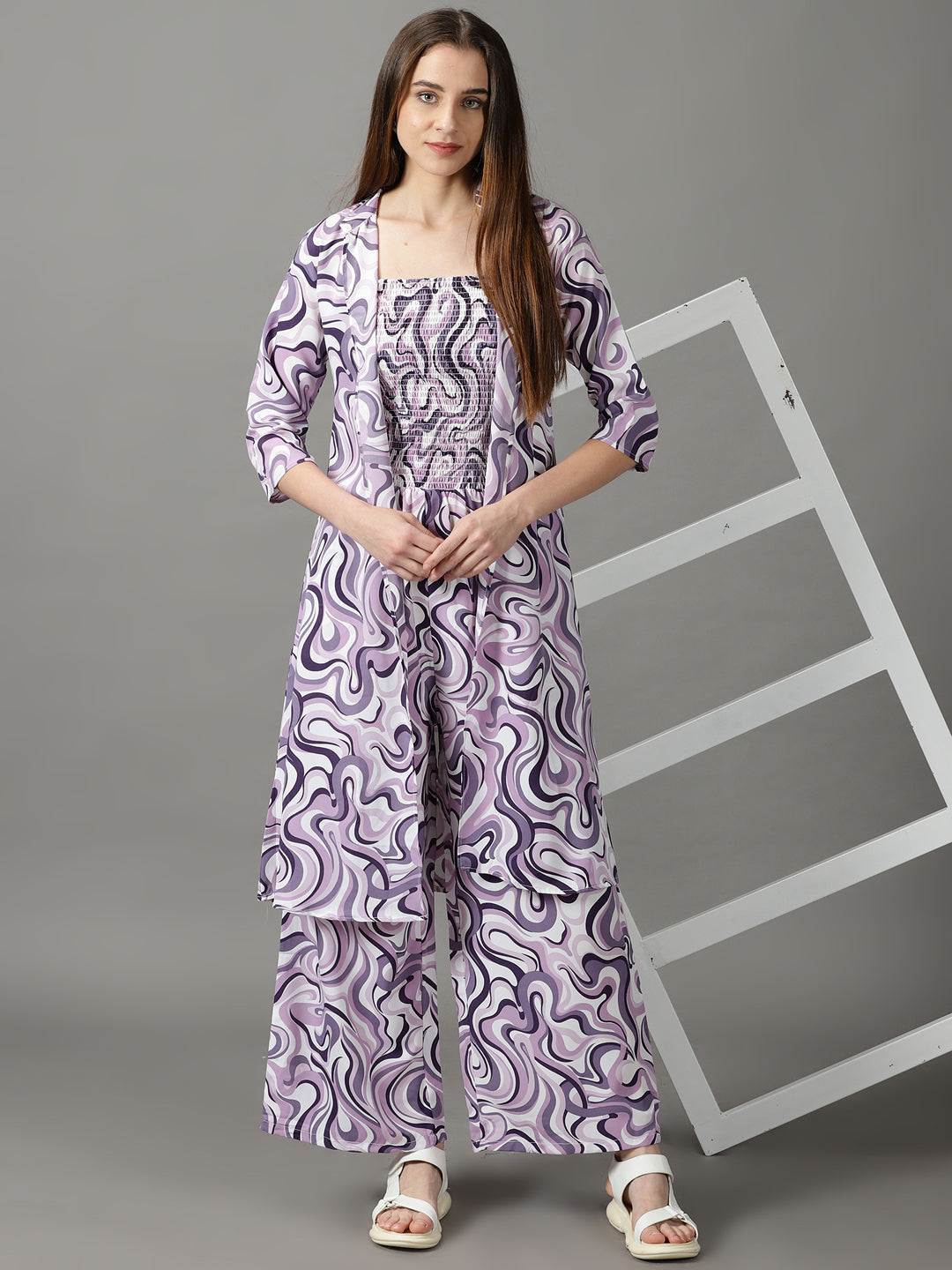 Women's Violet Printed Jumpsuit