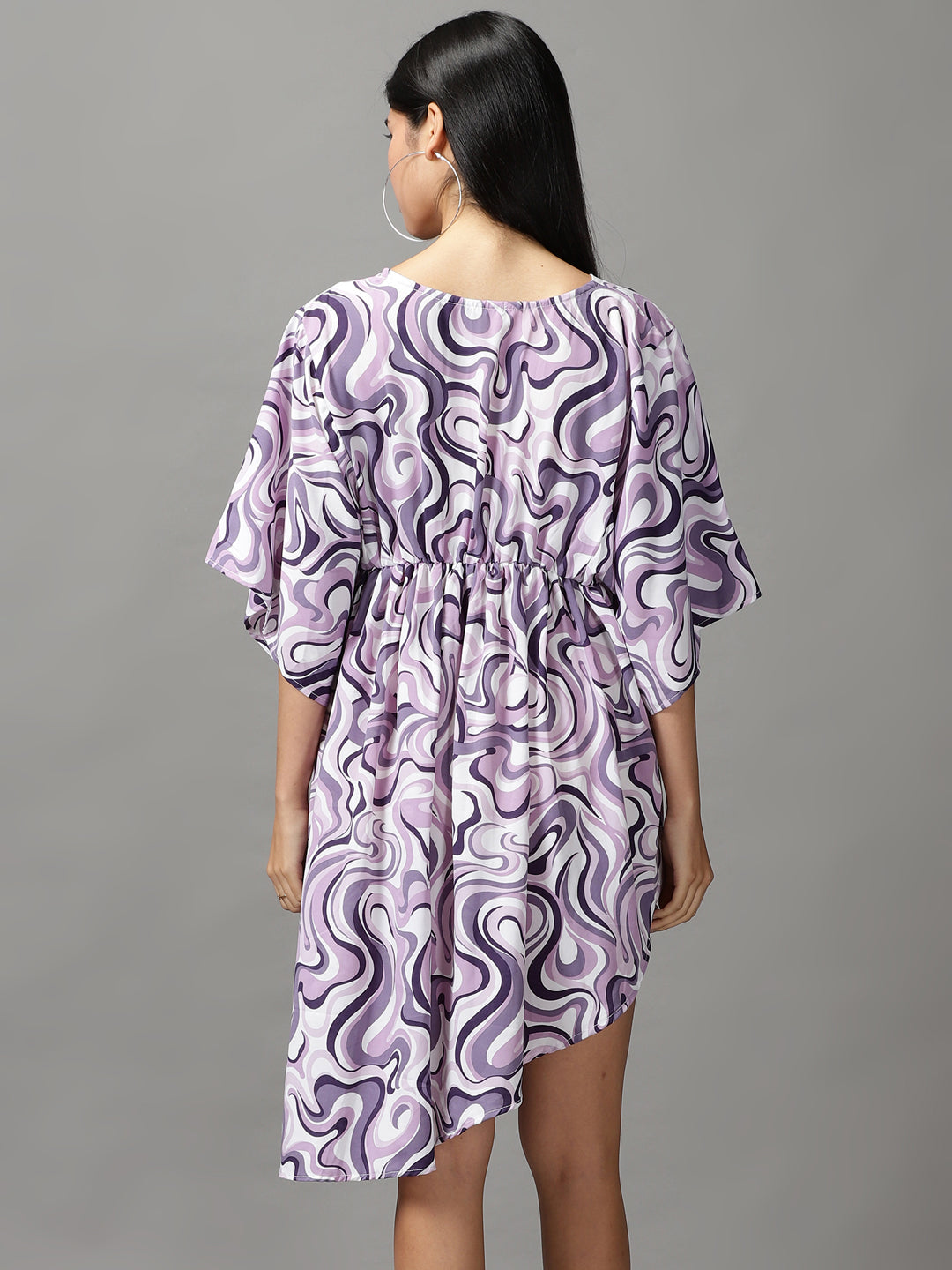 Women's Lavender Printed Fit and Flare Dress